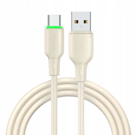 MCDODO USB-C FAST CHARGING CABLE FOR SAMSUNG XIAOMI TYPE C 6A 100W 1M LED BEIGE
