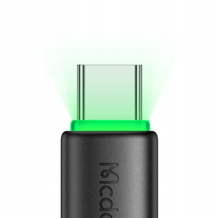 MCDODO KABEL USB-C SZYBKIE ŁADOWANIE DO SAMSUNG XIAOMI TYP C 6A 100W 1M LED CZARNY