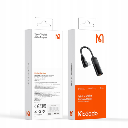 Adapter do telefonu Mcdodo, USB C, mini jack 3,5mm,  z  DAC
