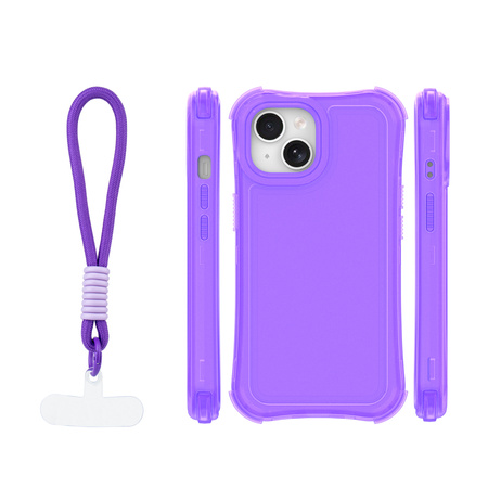 Nakładka SafePop ze smyczą do iPhone 15 6,1" fioletowa