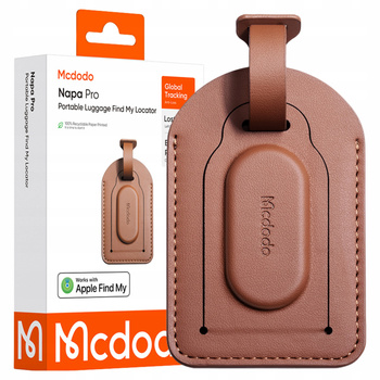 MCDODO LOKALIZATOR GPS DO BAGAŻU TORBY PLECAKA DO APPLE FIND MY BRĄZOWY
