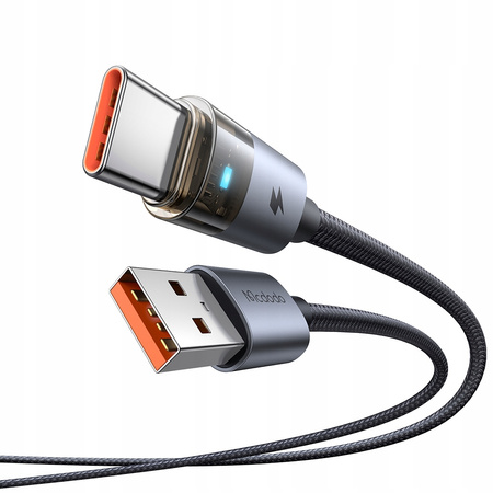 MCDODO KABEL USB-A USB-C SZYBKIE ŁADOWANIE USB TYP C 6A 100W 1M LED CZARNY