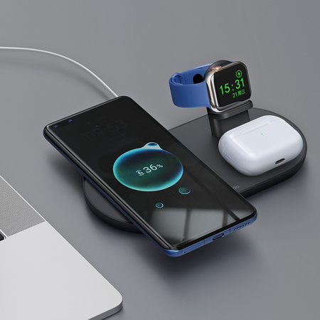 Mcdodo Stacja dokująca, ładowarka 3w1 do iPhone, do Airpods, do Watch czarna