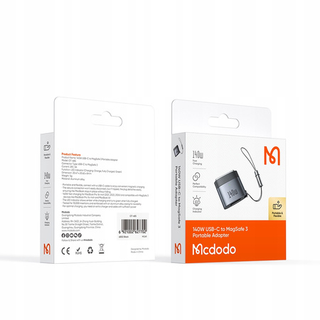 ADAPTOR DE ÎNCÃRCARE MCDODO MACBOOK AIR PRO USB-C MAGSAFE 3 140W