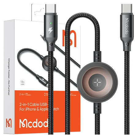 Încãrcãtor inductiv MCDODO pentru Apple Watch, cablu 2 în 1 pentru iPhone ?i MacBook, 60 W