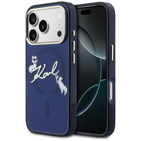 Etui Karl Lagerfeld IML Choupettes Karl  Script Logo MagSafe do iPhone 17 Pro Max niebieski