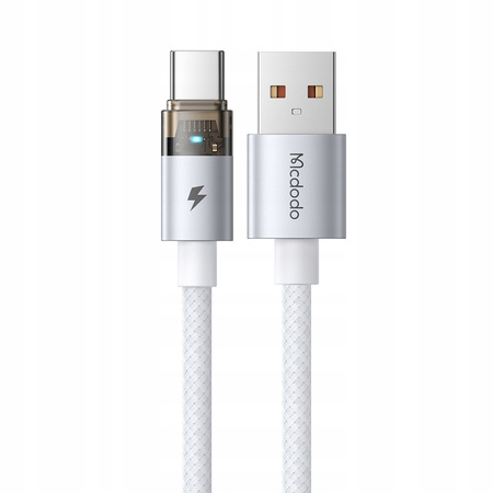 MCDODO KABEL USB-A USB-C SZYBKIE ŁADOWANIE USB TYP C 6A 100W 1M LED BIAŁY
