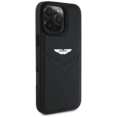 Etui Aston Martin HC Leather Victory     Design do iPhone 16 Pro czarny