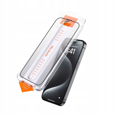 MCDODO EZ PASTE SZKŁO HARTOWANE MOCNA SZYBKA DO ETUI DO IPHONE 16 PLUS