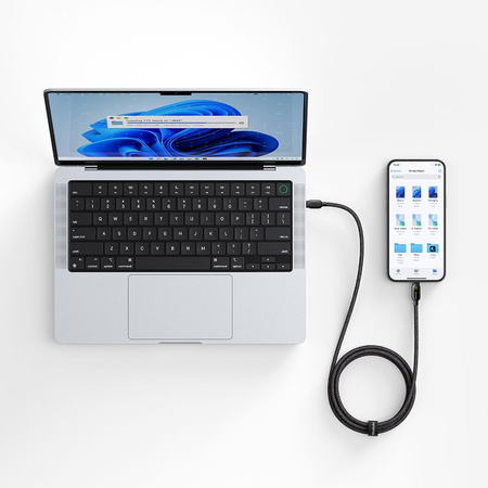 MCDODO KABEL USB-C USB-C SZYBKIE ŁADOWANIE USB TYP C PD 100W 1M LED CZARNY