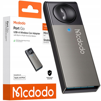 MCDODO ADAPTER TRANSMITER BLUETOOTH DO USB ODBIORNIK ANDROID AUTO CARPLAY