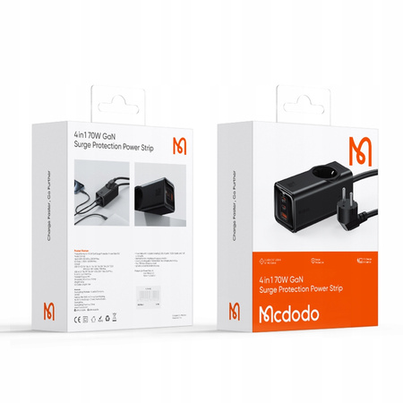MCDODO Netzladegerät-Steckdosenleiste GAN 1xUSB 2xUSB-C 1xAC 70W