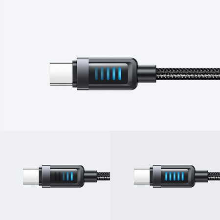 MCDODO KABEL USB-C USB-C SZYBKIE ŁADOWANIE USB TYP C PD 240W 1M LED CZARNY