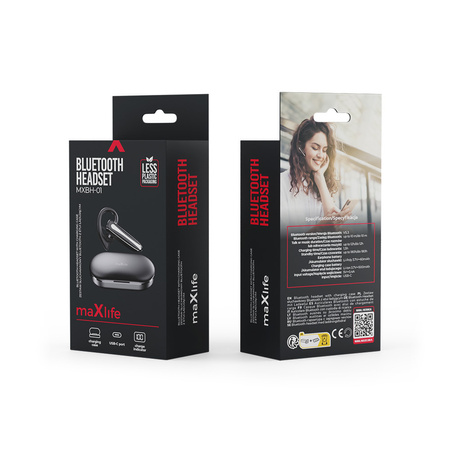 Maxlife bezprzewodowy zestaw słuchawkowy MXBH-01 z etui ładującym czarny