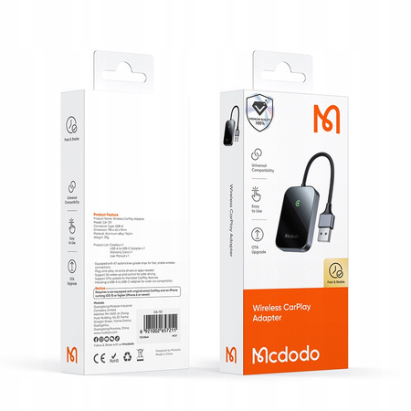 ADAPTOR WIRELESS MCDODO PENTRU APPLE CARPLAY WIRELESS BLUETOOTH USB USB-C