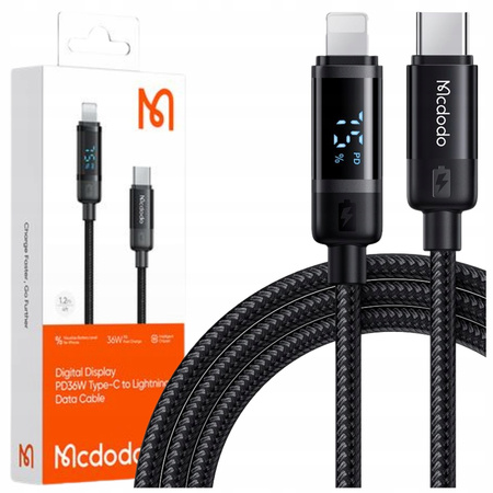 MCDODO CHARGER USB-C LIGHTNING FAST CHARGING CABLE FOR IPHONE 1M LED
