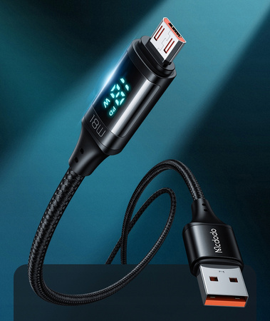 MCDODO KABEL Z WYŚWIETLACZEM MICRO USB SZYBKIE ŁADOWANIE DO SAMSUNG 18W 1M