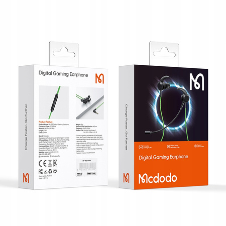 Mcdodo Headphones with Microphone Gaming Mini Jack, Green