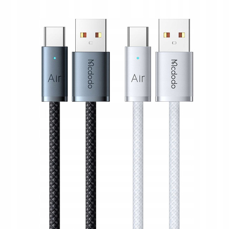 MCDODO KABEL USB-A USB-C SZYBKIE ŁADOWANIE USB TYP C 6A 100W 1M LED BIAŁY