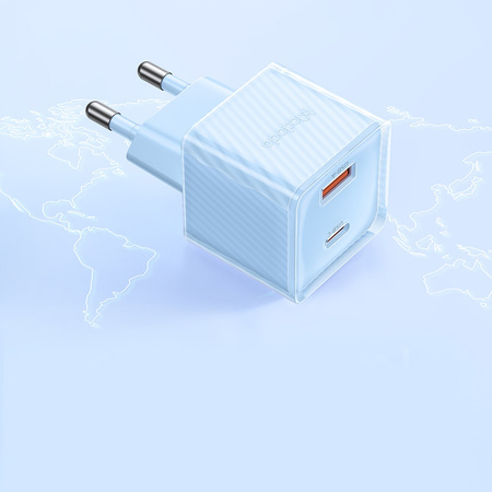 Încãrcãtor rapid de telefon MCDODO, sursã de alimentare cu 2 USB, USB-C, 33W, GAN, albastru