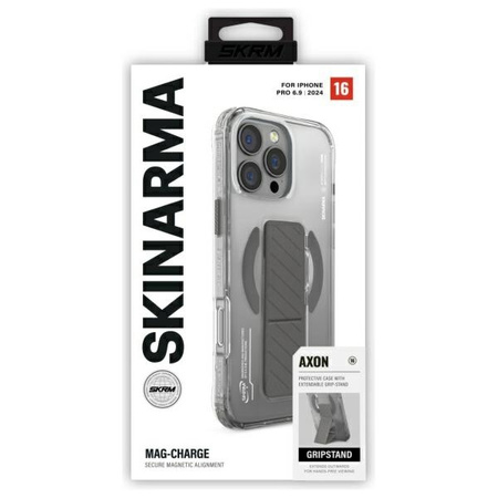 Skinarma etui Axon iPhone 16 Pro Max     6.9 Magnetic Charging + Grip Stand titanium