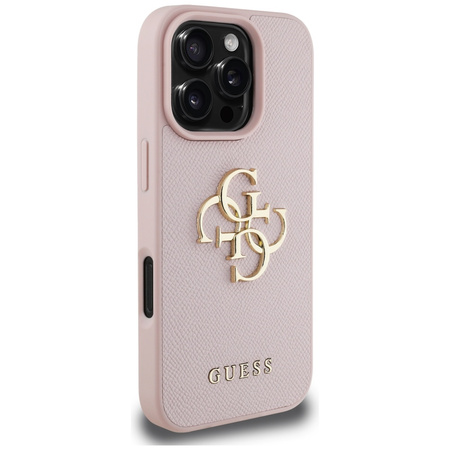 GUESS ETUI TPU DO IPHONE 16 PRO Z LOGO GRINDED BIG 4G SZYBKIE ŁADOWANIE