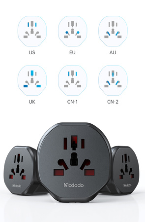 MCDODO UNIWERSALNY ADAPTER PODRÓŻNY PRZEJŚCIÓWKA UK DO EU US UK AU CN 2500W