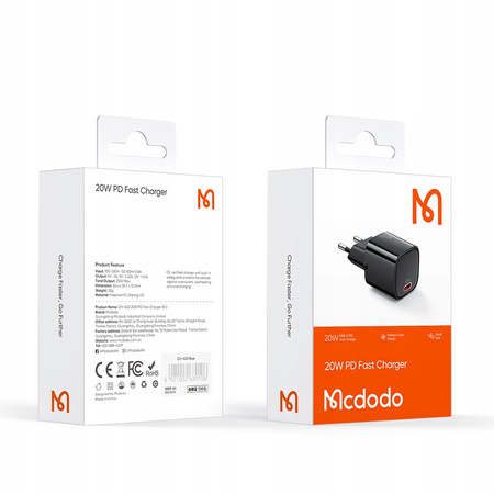 MCDODO SZYBKA ŁADOWARKA KOSTKA USB-C 20W USB TYP C DO IPHONE 13 14 15 PRO