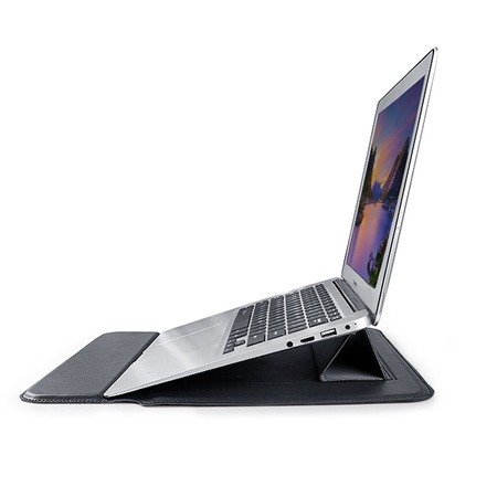 Devia etui pokrowiec torba do laptopa / MacBooka Ultra-Thin z funkcją podstawki 13,3'' wodoodporna sztuczna skóra czarny