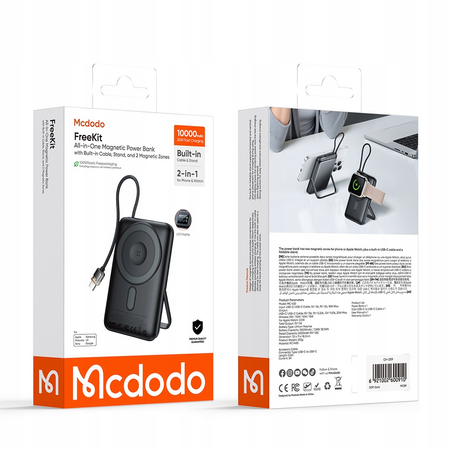 MCDODO POWERBANK MAGSAFE 10000MAH Z WBUDOWANYM KABLEM USB-C DO TELEFONU