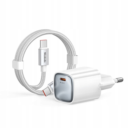 MCDODO SZYBKA ŁADOWARKA DO TELEFONU USB-C 45W GAN KABEL 1M TYP C BIAŁA