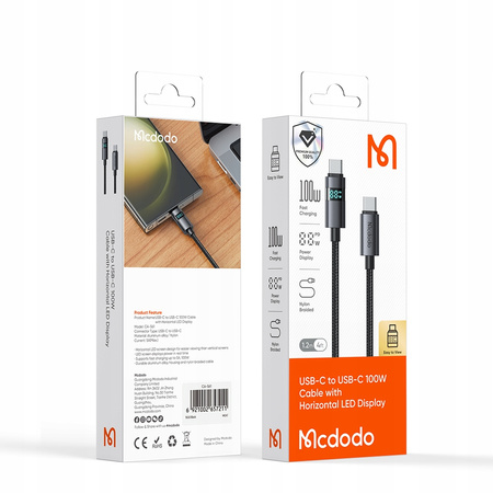 CABLU MCDODO CU DISPLAY USB-C ÎNCÃRCARE RAPIDÃ USB TIP C 5A 100W 1M