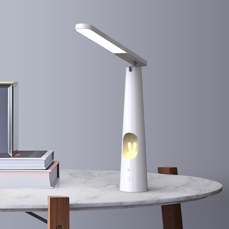 Lampa biurkowa LED 7,5W ze świecącym króliczkiem PURE FLB-150 ELENA biała Forever Light