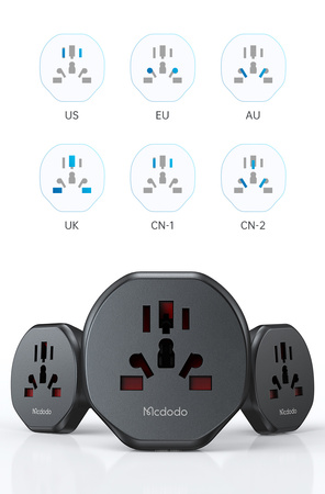 MCDODO UNIWERSALNY ADAPTER PODRÓŻNY PRZEJŚCIÓWKA US DO EU US UK AU CN 2500W
