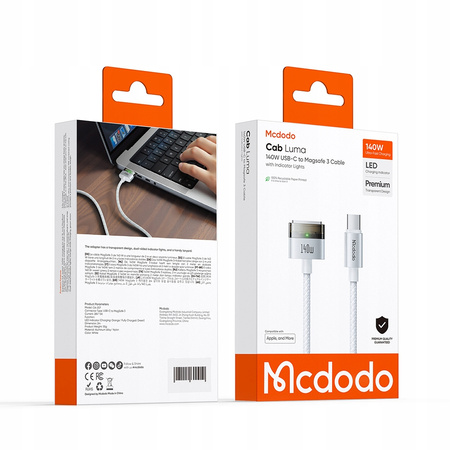 Cablu de alimentare încãrcare MCDODO MACBOOK AIR PRO USB-C MAGSAFE 3 140W 2M