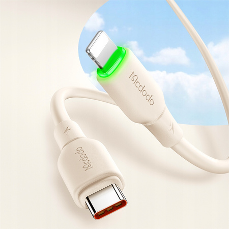 Cablu încãrcãtor MCDODO USB-C cu încãrcare rapidã Lightning pentru iPhone 1M LED bej