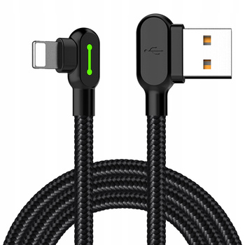 MCDODO KABEL KĄTOWY 90° LIGHTNING DWUSTRONNY DO IPHONE 11 12 13 14 LED 2M