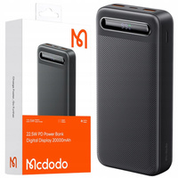 MCDODO POWERBANK 20000MAH Z WYŚWIETLACZEM 3X USB USB-C 22,5W + KABEL USB-C