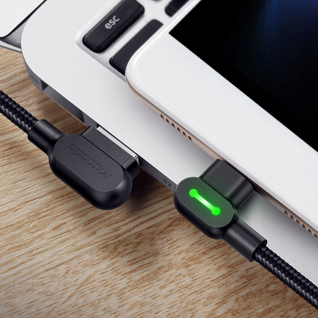 MCDODO KABEL KĄTOWY 90° MICRO USB SZYBKIE ŁADOWANIE DWUSTRONNY QC 3 LED 0,5