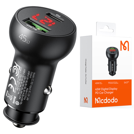 Încãrcãtor auto Mcdodo USB/USB-C PD 45W LCD