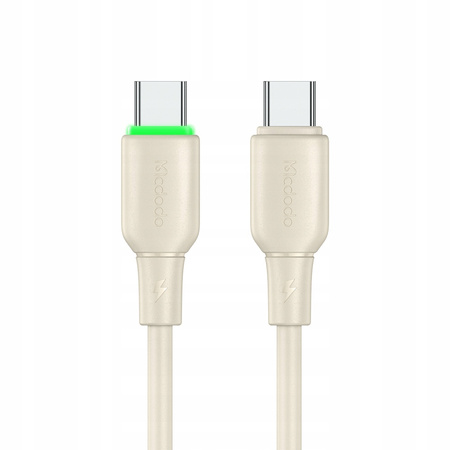 MCDODO USB-C FAST CHARGING CABLE FOR SAMSUNG APPLE USB TYPE C 65W 1M LED BEIGE