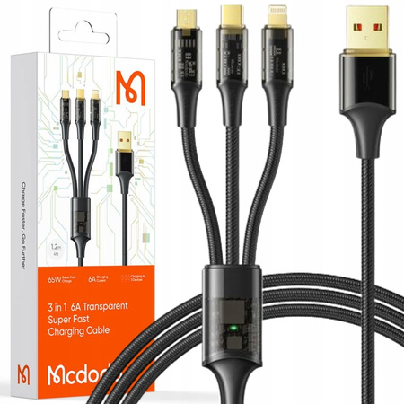 Mcdodo Micro-USB-Kabel, Lightning, USB-C, 3-in-1 6A 100W