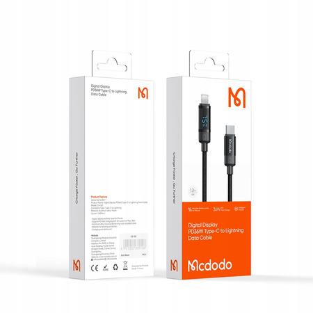 MCDODO ŁADOWARKA KABEL USB-C LIGHTNING SZYBKIEGO ŁADOWANIA DO IPHONE 1M LED
