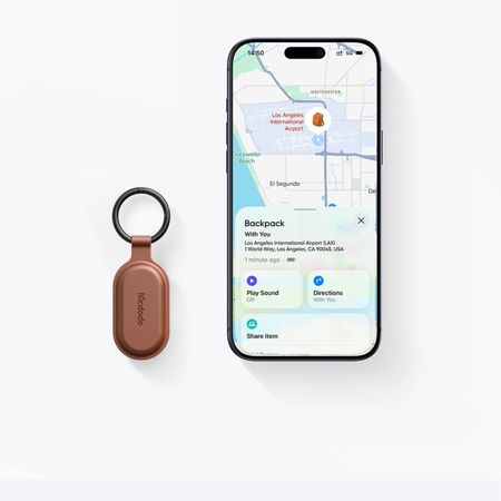 MCDODO MINI LOKALIZATOR GPS DO AUTA KLUCZY ROWERU DO APPLE FIND MY BRĄZOWY