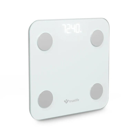 Waga diagnostyczna bluetooth TrueLife FitScale W1 BT biała kolorowy LCD 0,2 ~ 180 kg iOS, Android
