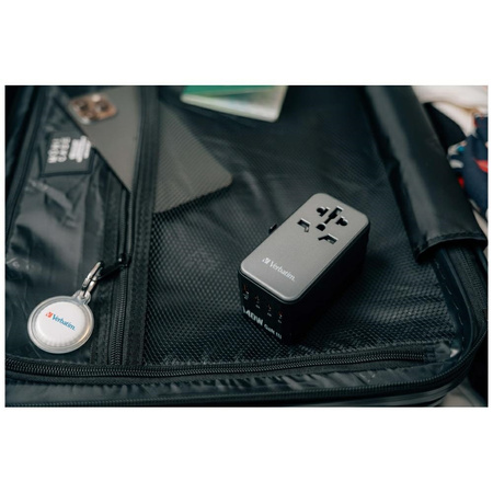 Verbatim Adapter podróżny EU/UK/US GaNUSB-A/3xUSB-C PD 140W UTA-10 czarny/black 32125
