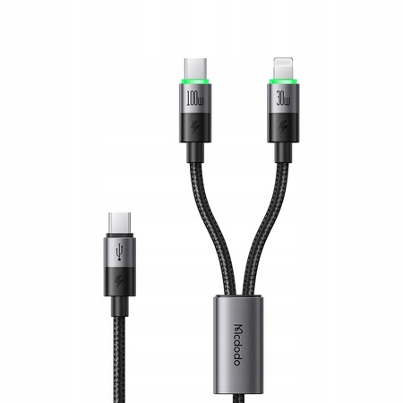 MCDODO USB-C 2IN1 FAST CHARGING CABLE FOR IPHONE 14 MACBOOK LED 100W 2M