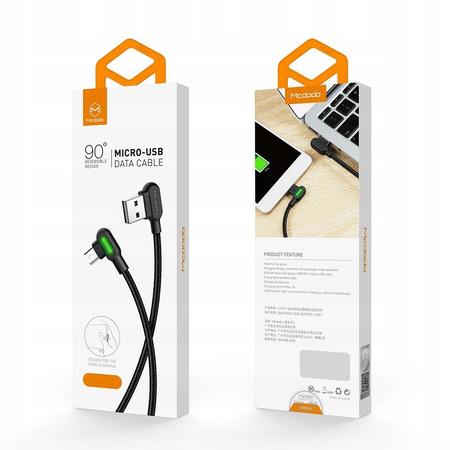 Mcdodo Schnellladekabel für Handys, 90° abgewinkelt, LED, Micro-USB, 1,8 m