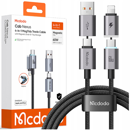 MCDODO USB-C-Kabel, 4-in-1-Schnellladekabel für iPhone 14 und MacBook, 60 W, 1 m