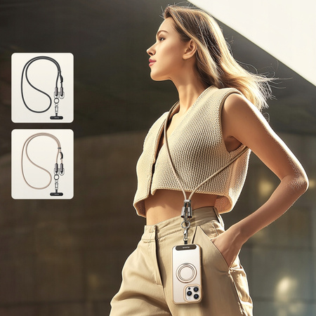 CUREA DE GÂT PENTRU TELEFON MCDODO, CU INSER?IE CROSSBODY, CABLU USB-C BEJ, 60W